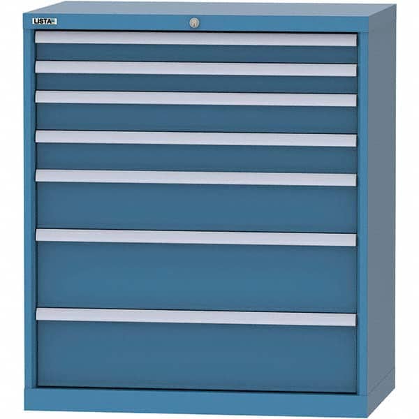 LISTA - 7 Drawer, 84 Compartment Bright Blue Steel Modular Storage Cabinet - Apex Tool & Supply