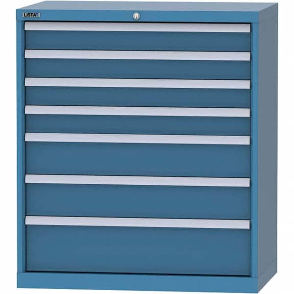 LISTA - 7 Drawer, 84 Compartment Bright Blue Steel Modular Storage Cabinet - Apex Tool & Supply