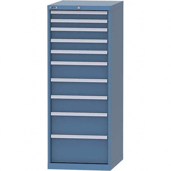LISTA - 10 Drawer, 99 Compartment Bright Blue Steel Modular Storage Cabinet - Apex Tool & Supply