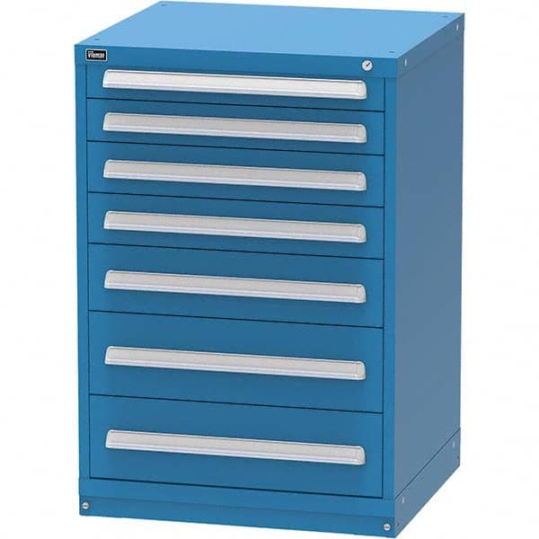 Vidmar - 7 Drawer, 45 Compartment Bright Blue Steel Modular Storage Cabinet - Apex Tool & Supply