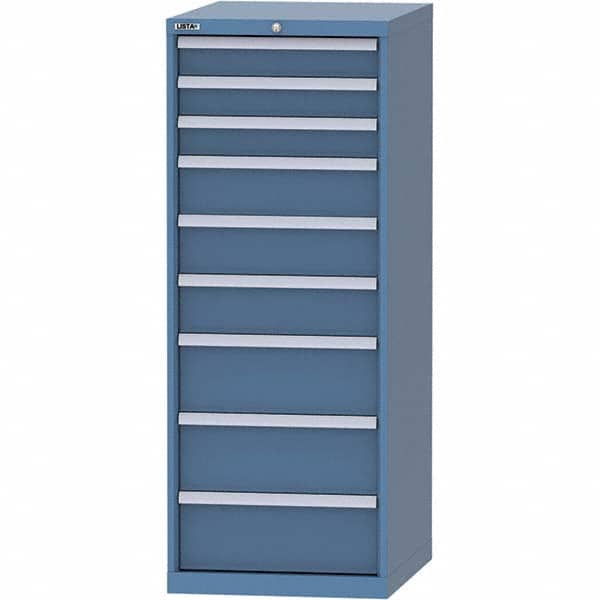 LISTA - 9 Drawer, 99 Compartment Bright Blue Steel Modular Storage Cabinet - Apex Tool & Supply