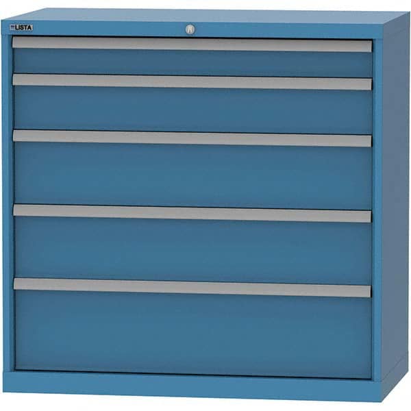 LISTA - 5 Drawer, 84 Compartment Bright Blue Steel Modular Storage Cabinet - Apex Tool & Supply