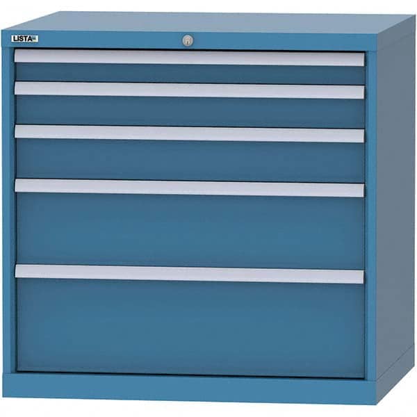 LISTA - 5 Drawer, 84 Compartment Bright Blue Steel Modular Storage Cabinet - Apex Tool & Supply