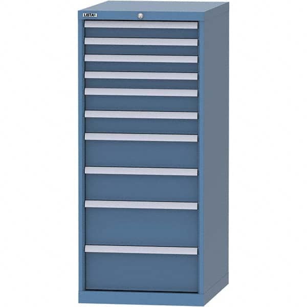 LISTA - 10 Drawer, 99 Compartment Bright Blue Steel Modular Storage Cabinet - Apex Tool & Supply