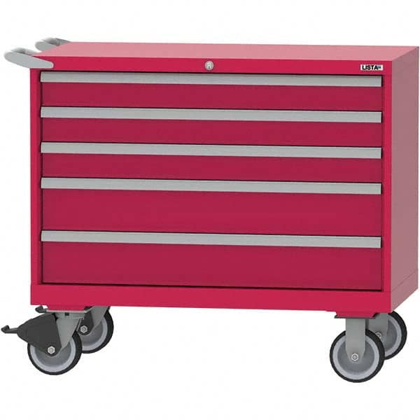 LISTA - 5 Drawer, 84 Compartment Red Steel Modular Storage Cabinet - Apex Tool & Supply