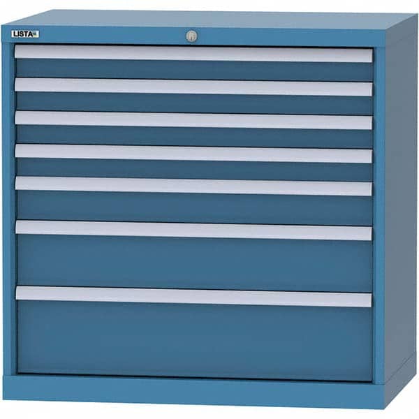 LISTA - 7 Drawer, 84 Compartment Bright Blue Steel Modular Storage Cabinet - Apex Tool & Supply