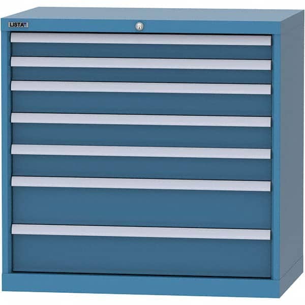 LISTA - 7 Drawer, 84 Compartment Bright Blue Steel Modular Storage Cabinet - Apex Tool & Supply