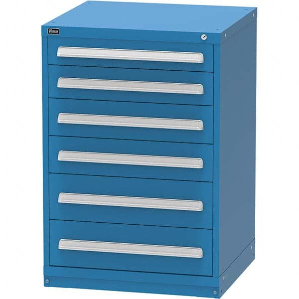 Vidmar - 6 Drawer, 344 Compartment Bright Blue Steel Modular Storage Cabinet - Apex Tool & Supply
