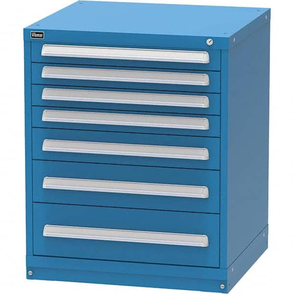 Vidmar - 7 Drawer, 344 Compartment Bright Blue Steel Modular Storage Cabinet - Apex Tool & Supply