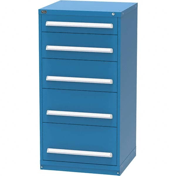 Vidmar - 5 Drawer, 124 Compartment Bright Blue Steel Modular Storage Cabinet - Apex Tool & Supply