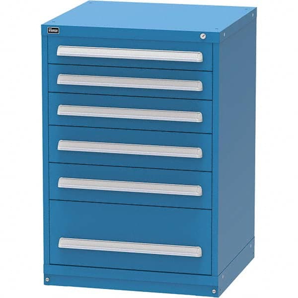 Vidmar - 6 Drawer, 45 Compartment Bright Blue Steel Modular Storage Cabinet - Apex Tool & Supply