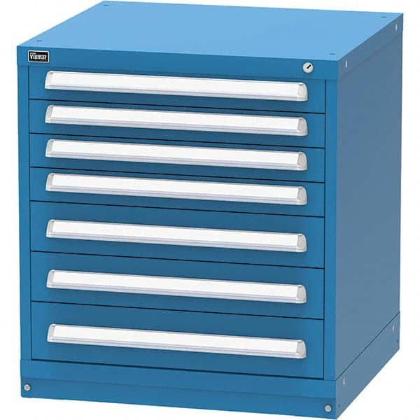 Vidmar - 7 Drawer, 124 Compartment Bright Blue Steel Modular Storage Cabinet - Apex Tool & Supply