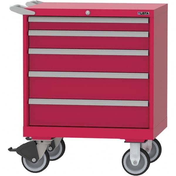 LISTA - 5 Drawer, 124 Compartment Red Steel Modular Storage Cabinet - Apex Tool & Supply