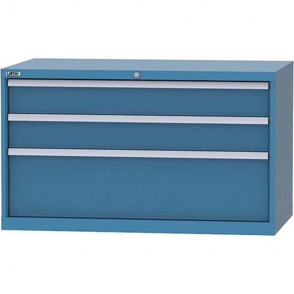 LISTA - 3 Drawer, 99 Compartment Bright Blue Steel Modular Storage Cabinet - Apex Tool & Supply