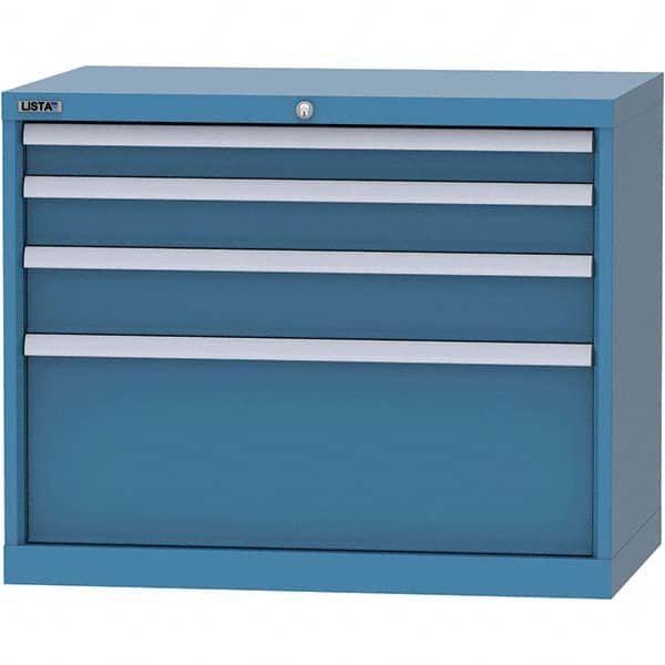LISTA - 4 Drawer, 84 Compartment Bright Blue Steel Modular Storage Cabinet - Apex Tool & Supply