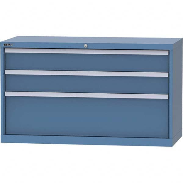 LISTA - 3 Drawer, 99 Compartment Bright Blue Steel Modular Storage Cabinet - Apex Tool & Supply