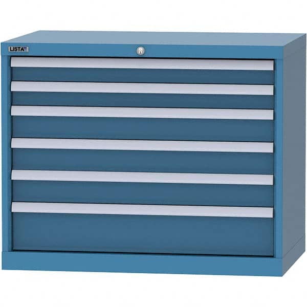 LISTA - 6 Drawer, 84 Compartment Bright Blue Steel Modular Storage Cabinet - Apex Tool & Supply