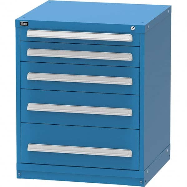 Vidmar - 5 Drawer, 344 Compartment Bright Blue Steel Modular Storage Cabinet - Apex Tool & Supply