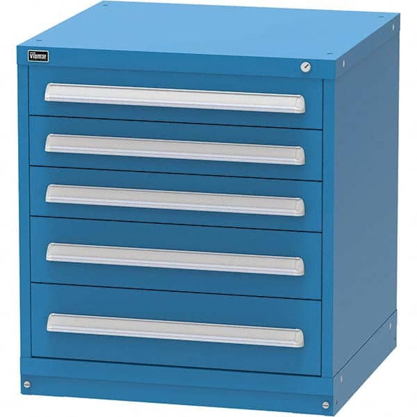 Vidmar - 5 Drawer, 344 Compartment Bright Blue Steel Modular Storage Cabinet - Apex Tool & Supply
