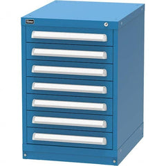 Vidmar - 7 Drawer, 45 Compartment Bright Blue Steel Modular Storage Cabinet - Apex Tool & Supply