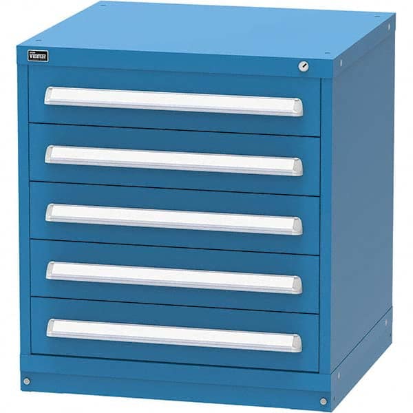 Vidmar - 5 Drawer, 344 Compartment Bright Blue Steel Modular Storage Cabinet - Apex Tool & Supply