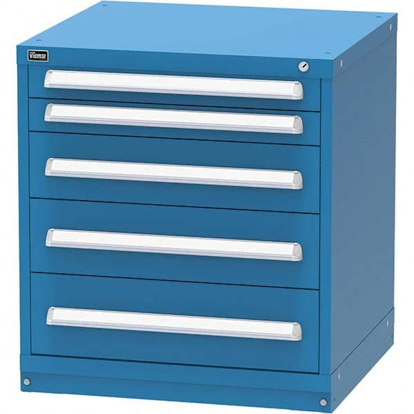 Vidmar - 5 Drawer, 124 Compartment Bright Blue Steel Modular Storage Cabinet - Apex Tool & Supply