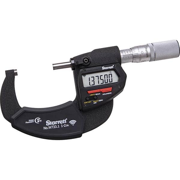 Starrett - Electronic Outside Micrometers Minimum Measurement (Decimal Inch): 1 Minimum Measurement (mm): 25 - Apex Tool & Supply