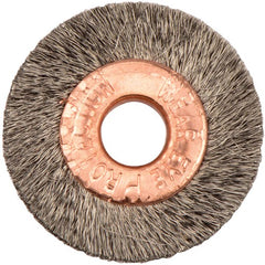 1″ Small Diameter Crimped Wire Wheel, .005″ Stainless Steel Fill, 1/4″ Arbor Hole - Apex Tool & Supply