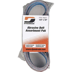 Dynabrade - 1/2" Wide x 18" OAL, 60 & 80 Grit, Zirconia Alumina Abrasive Belt - Zirconia Alumina, Coated & Nonwoven, X Weighted Cloth Backing, Wet/Dry - Apex Tool & Supply