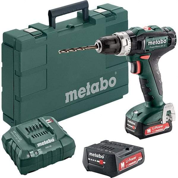 Metabo - 12 Volt 3/8" Keyless Chuck Cordless Hammer Drill - 0 to 21,000 BPM, 0 to 360 & 1,400 RPM, Reversible - Apex Tool & Supply