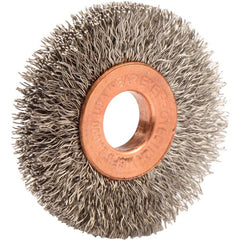 1-1/2″ Small Diameter Crimped Wire Wheel, .008″ Stainless Steel Fill, 3/8″ Arbor Hole - Apex Tool & Supply
