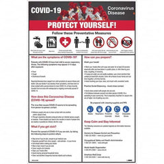 NMC - 1 5-Piece "COVID-19 - PROTECT YOURSELF!", 12" Wide x 18" High, Paper Safety Sign - Apex Tool & Supply