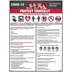 NMC - "COVID-19 - PROTECT YOURSELF!", 18" Wide x 24" High, Pressure-Sensitive Vinyl Safety Sign - Apex Tool & Supply