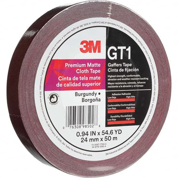 3M - 50m x 24mm x 11 mil Burgundy Cotton Cloth Gaffers Tape - Apex Tool & Supply