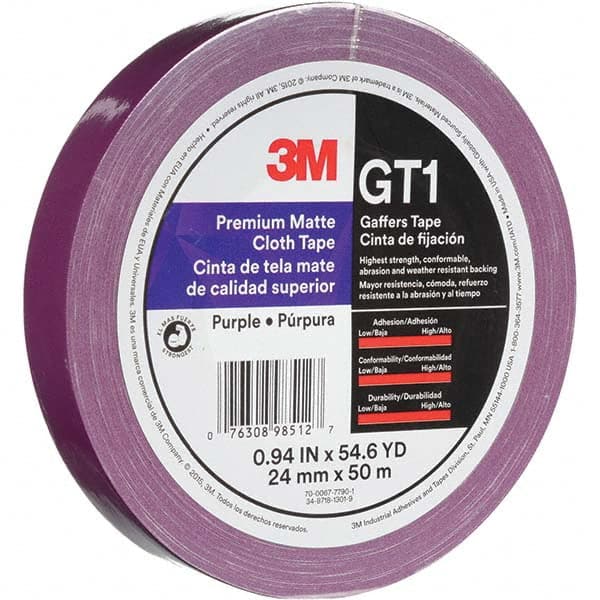 3M - 50m x 24mm x 11 mil Purple Cotton Cloth Gaffers Tape - Apex Tool & Supply