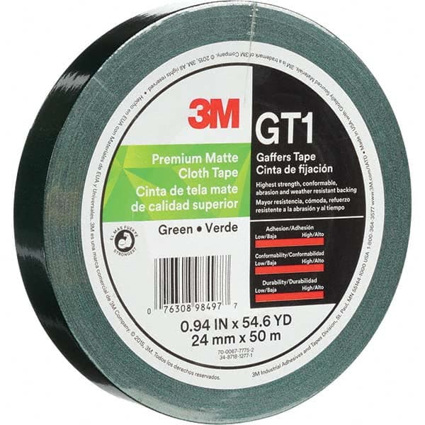3M - 50m x 24mm x 11 mil Green Cotton Cloth Gaffers Tape - Apex Tool & Supply
