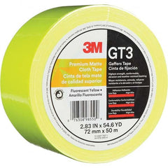 3M - 50m x 72mm x 11 mil Fluorescent Yellow Cotton Cloth Gaffers Tape - Apex Tool & Supply