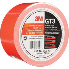 3M - 50m x 72mm x 11 mil Fluorescent Orange Cotton Cloth Gaffers Tape - Apex Tool & Supply