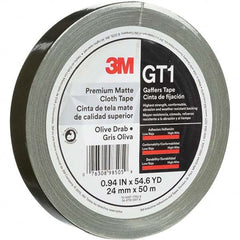 3M - 50m x 24mm x 11 mil Olive Green Cotton Cloth Gaffers Tape - Apex Tool & Supply