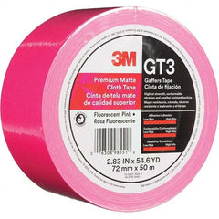 3M - 50m x 72mm x 11 mil Fluorescent Pink Cotton Cloth Gaffers Tape - Apex Tool & Supply
