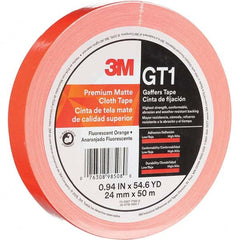 3M - 50m x 24mm x 11 mil Fluorescent Orange Cotton Cloth Gaffers Tape - Apex Tool & Supply