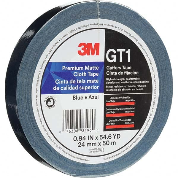 3M - 50m x 24mm x 11 mil Blue Cotton Cloth Gaffers Tape - Apex Tool & Supply