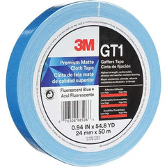 3M - 50m x 24mm x 11 mil Fluorescent Blue Cotton Cloth Gaffers Tape - Apex Tool & Supply