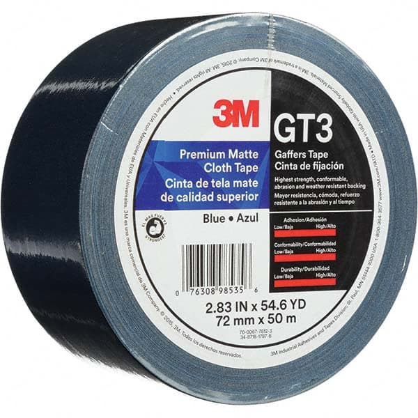 3M - 50m x 72mm x 11 mil Blue Cotton Cloth Gaffers Tape - Apex Tool & Supply