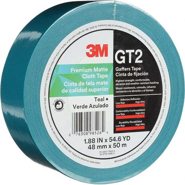 3M - 50m x 48mm x 11 mil Teal Cotton Cloth Gaffers Tape - Apex Tool & Supply