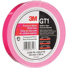 3M - 50m x 24mm x 11 mil Fluorescent Pink Cotton Cloth Gaffers Tape - Apex Tool & Supply