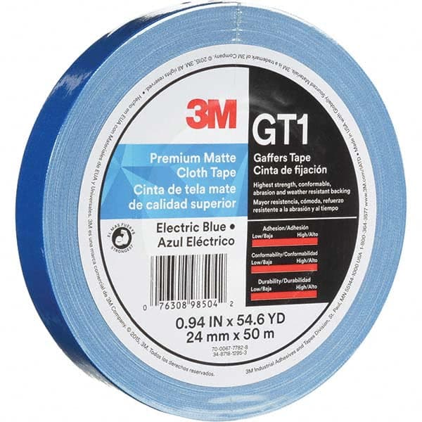3M - 50m x 24mm x 11 mil Blue Cotton Cloth Gaffers Tape - Apex Tool & Supply