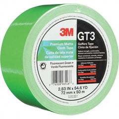 3M - 50m x 72mm x 11 mil Fluorescent Green Cotton Cloth Gaffers Tape - Apex Tool & Supply