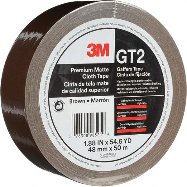 3M - 50m x 48mm x 11 mil Brown Cotton Cloth Gaffers Tape - Apex Tool & Supply