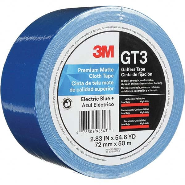 3M - 50m x 72mm x 11 mil Blue Cotton Cloth Gaffers Tape - Apex Tool & Supply